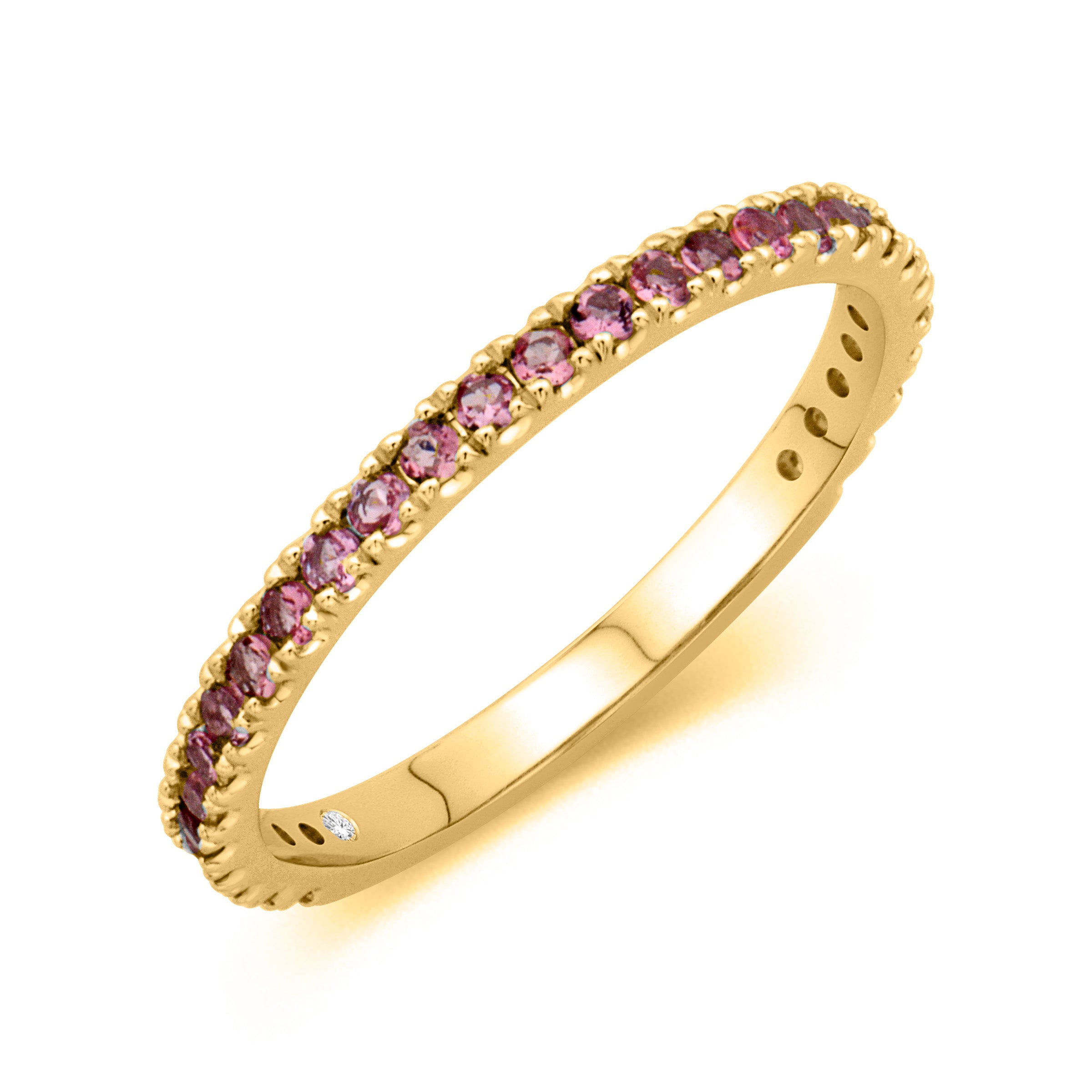 14K Yellow Gold PinkTourmaline Stackable Ring