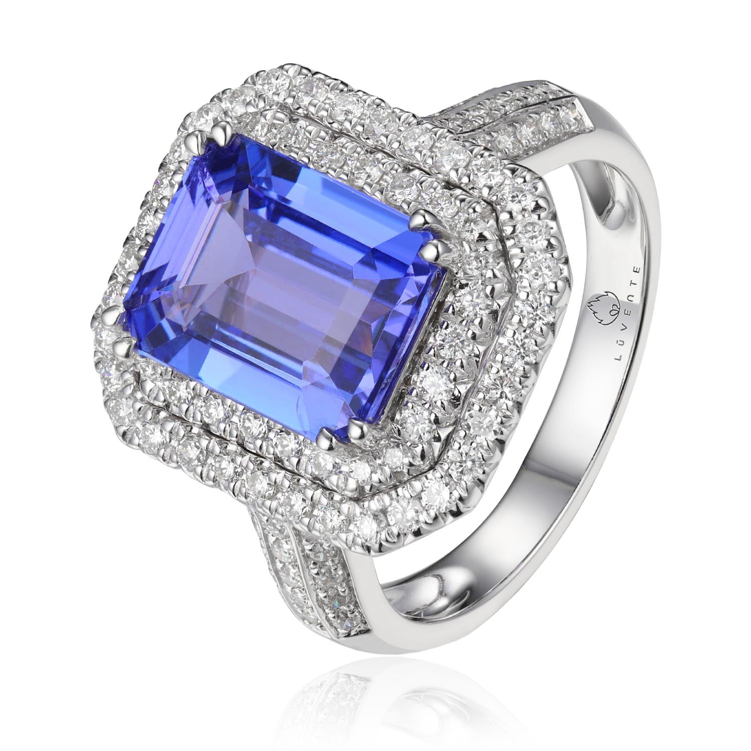 14K White Gold Tanzanite Halo Ring