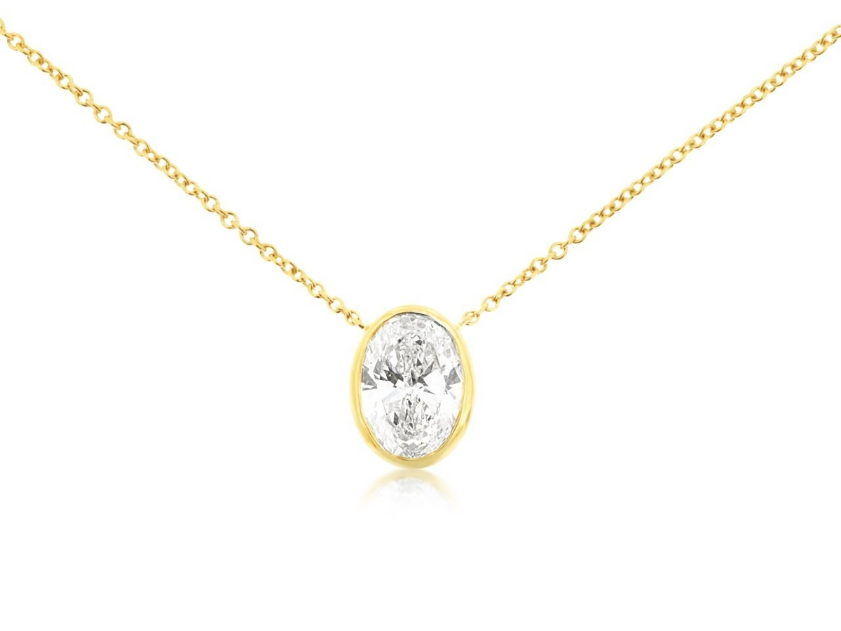14K Yellow Gold Lab Grown Diamond Bezel Set Pendant