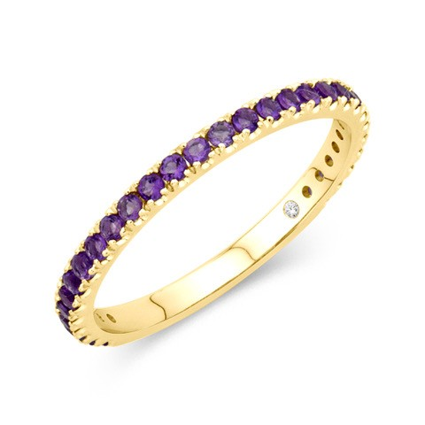14K Yellow Gold Amethyst Stackable Ring