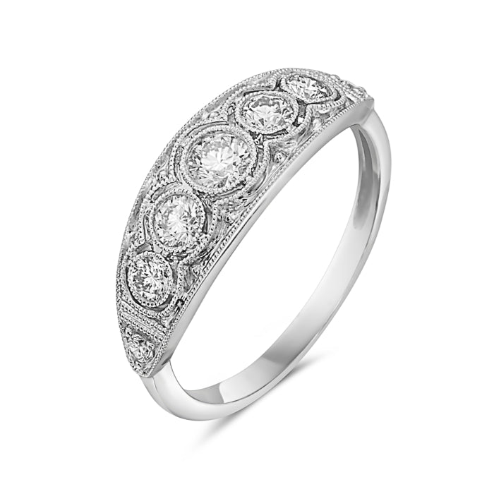 14K White Gold Diamond Antique Ring