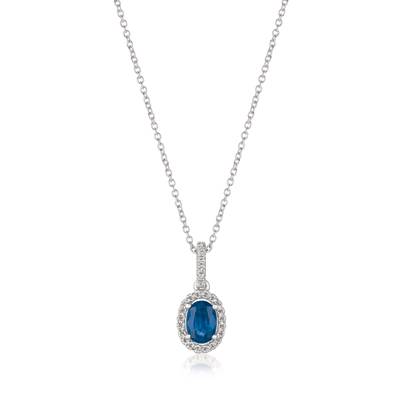 14K White Gold Sapphire Halo Pendant