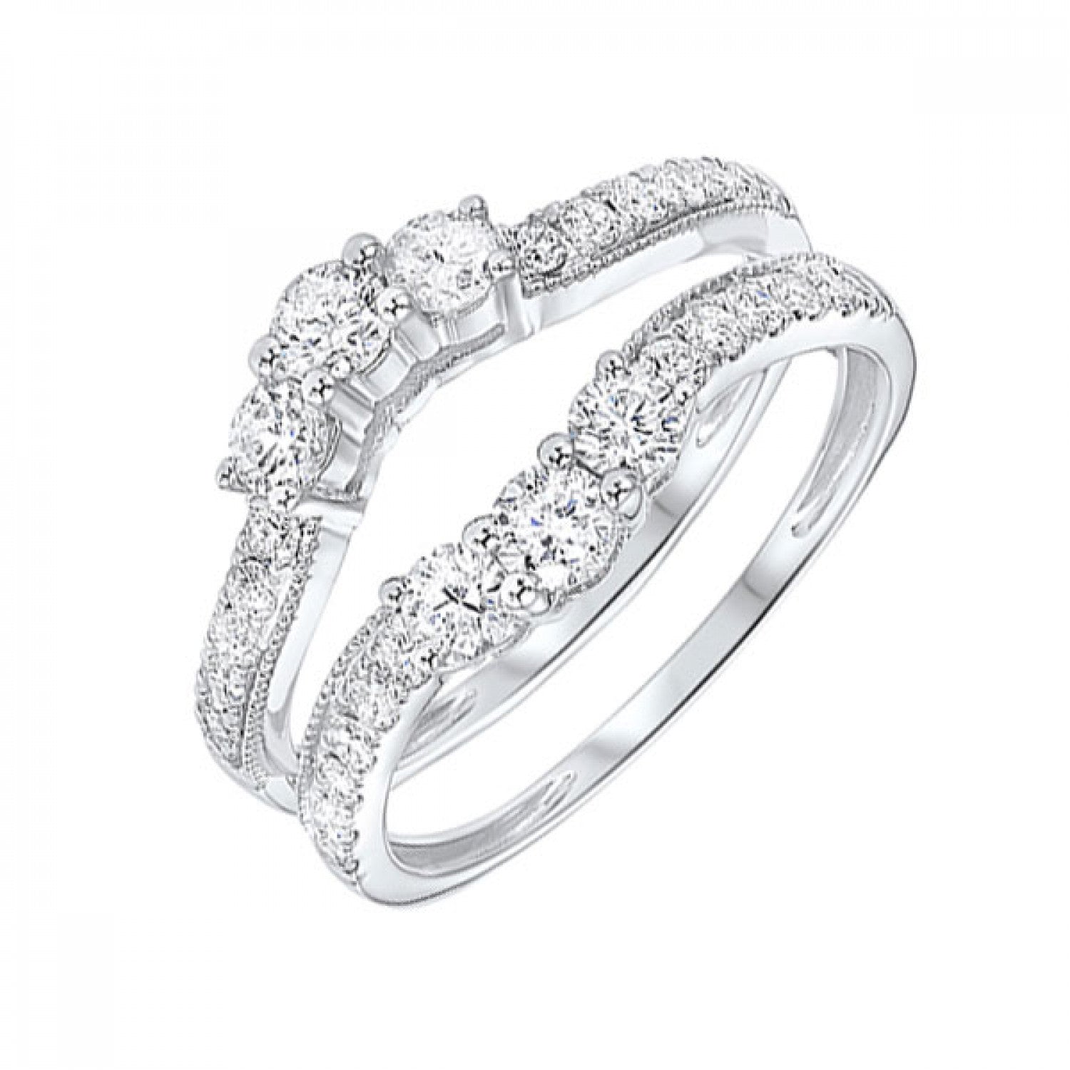 Women's 14K White Gold Diamond Ring Guard
