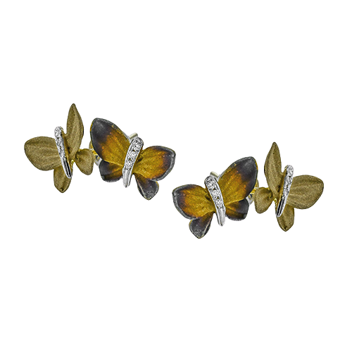 18K Yellow Gold Diamond Stud Earrings