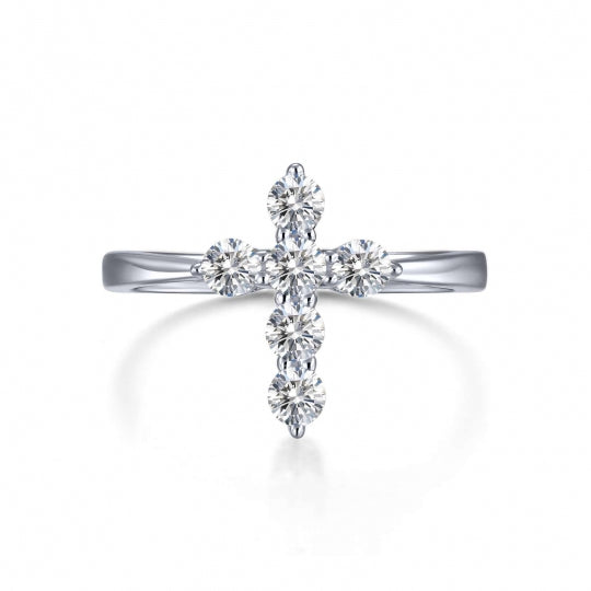 Sterling Silver CZ Cross Ring