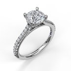 14K White Gold Diamond Accented Engagement Ring