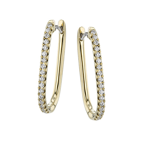 18K Yellow Gold Diamond Hoop Earrings