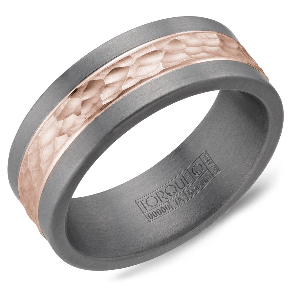 Men's Tantalum Two Tone Hammered 8mm Band