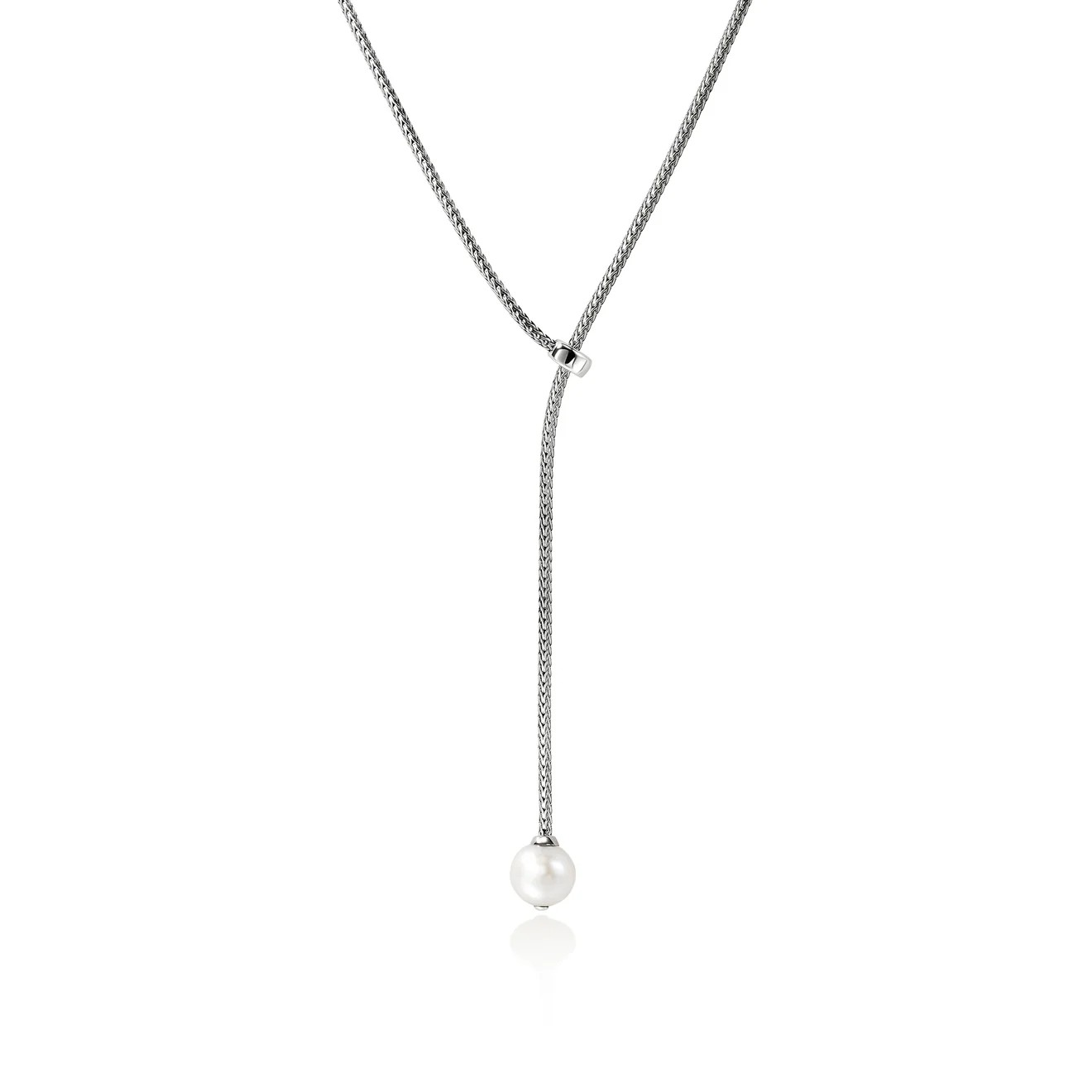 Sterling Silver Pearl Lariat Necklace