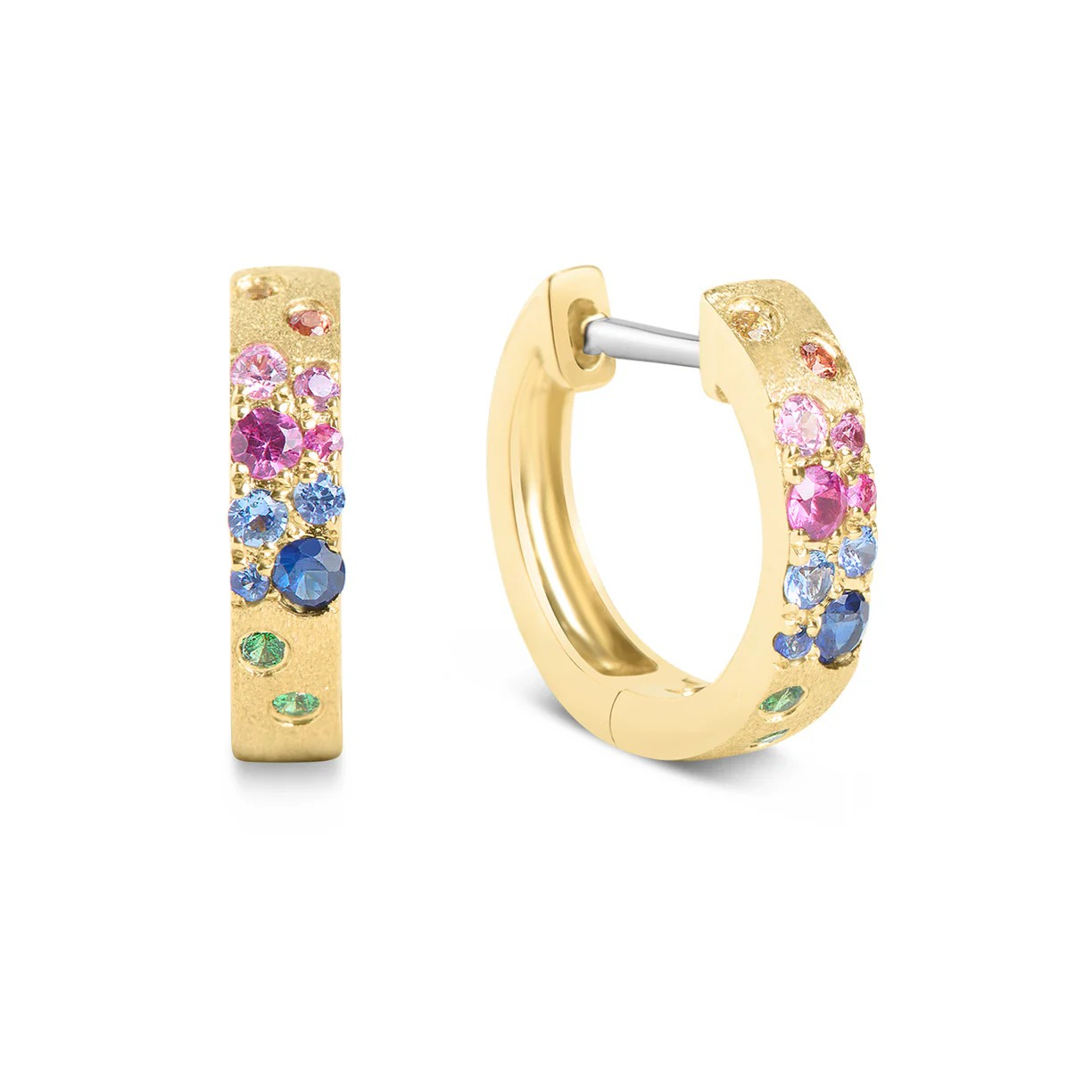 14K Yellow Gold Sapphire Huggie Earrings