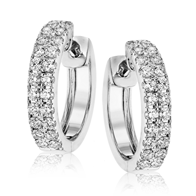 18K White Gold Diamond Hoop Earrings