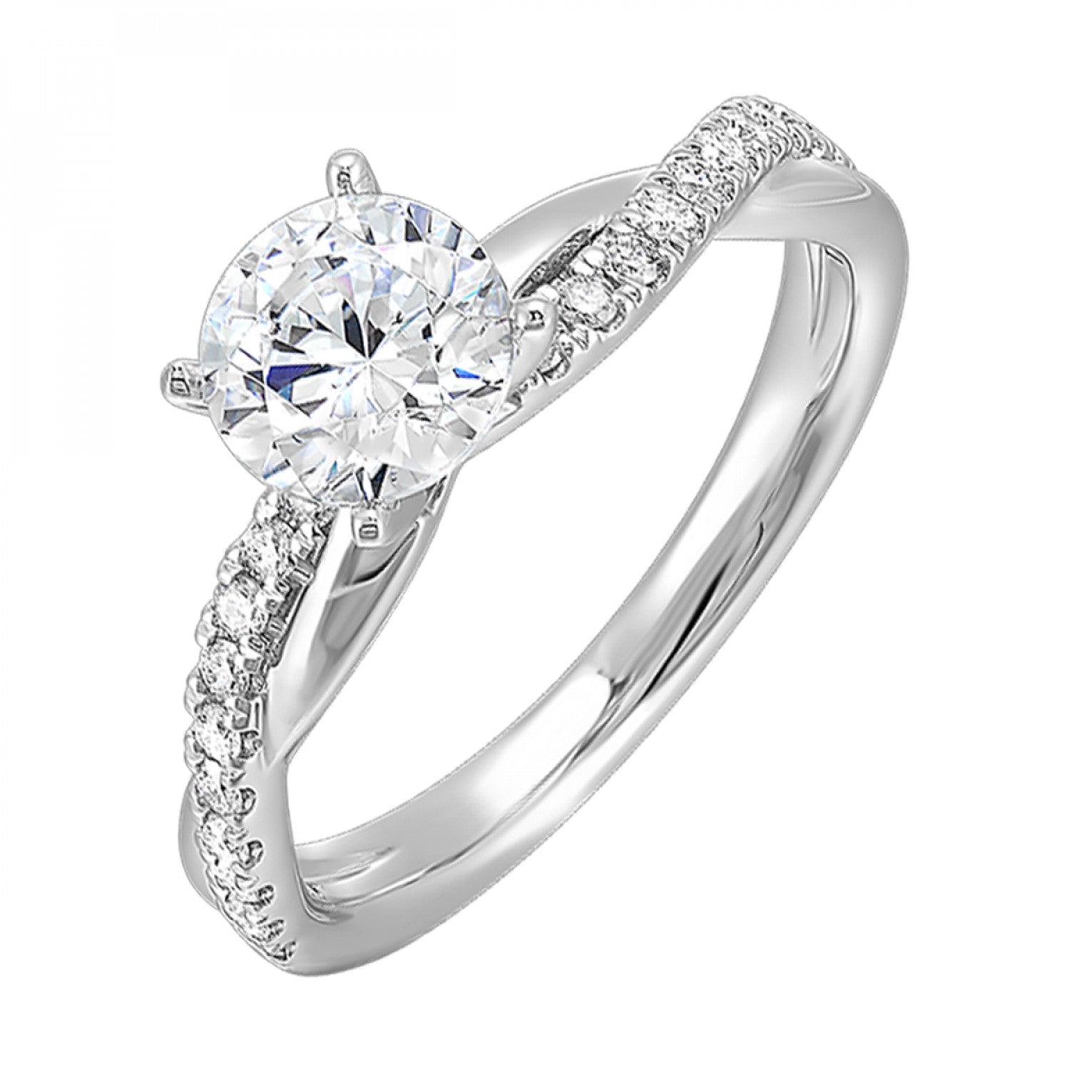 14K White Gold Diamond Accented Engagement Ring
