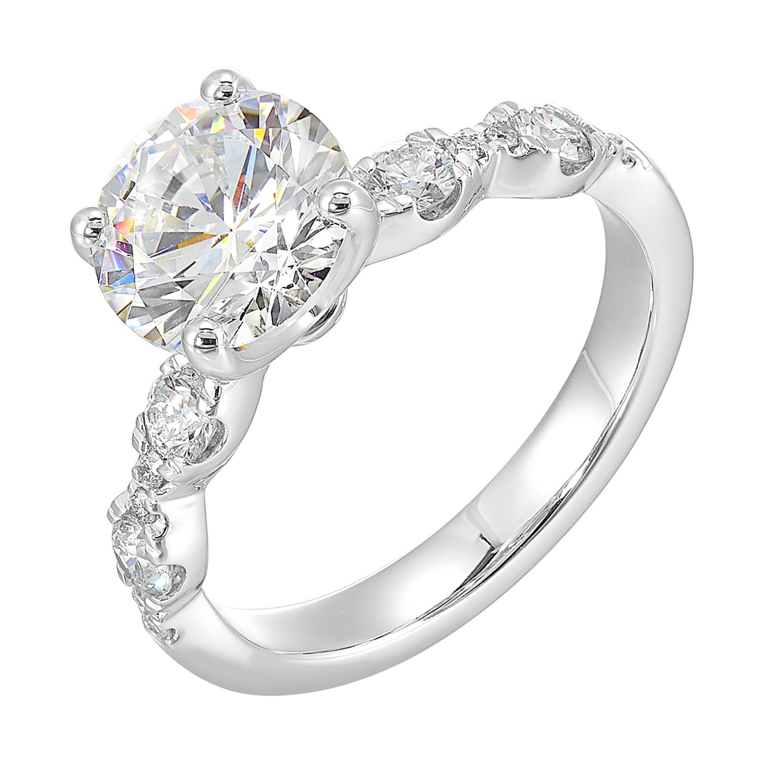 14K White Gold Diamond Accented Engagement Ring