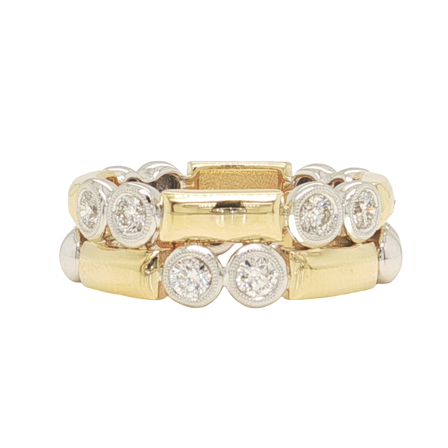 18K Two Tone Diamond Bezel Set Ring