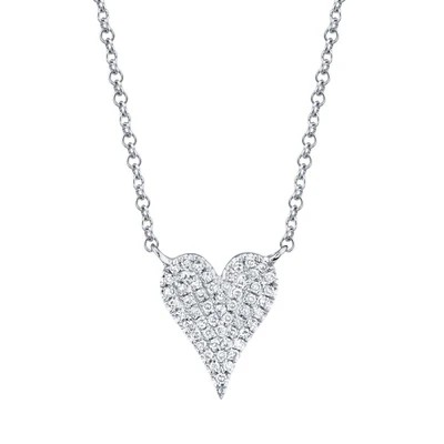 14K White Gold Diamond Heart Pendant