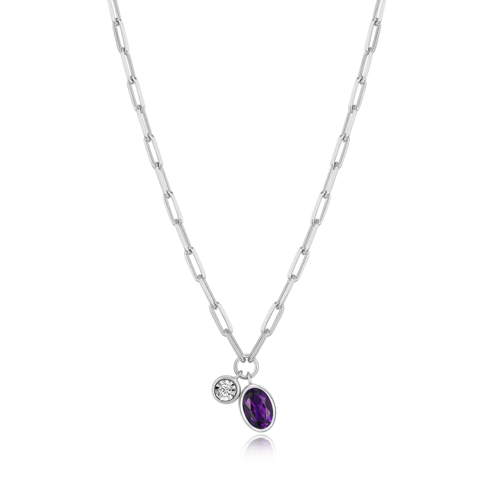 Sterling Silver Amethyst Bezel Set Pendant