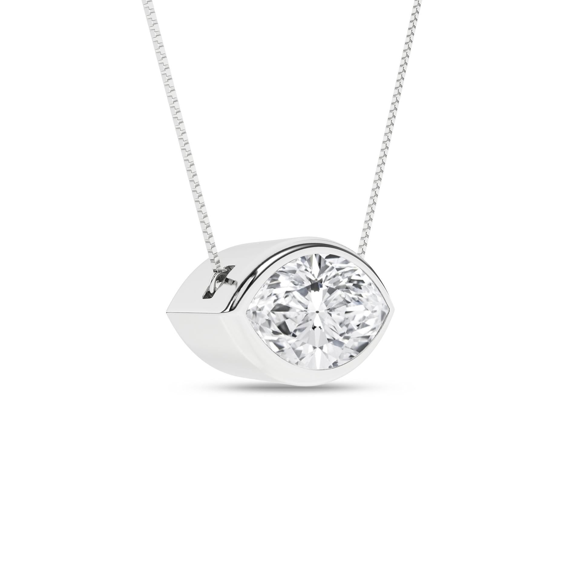 14K White Gold Lab Grown Diamond Bezel Set Pendant