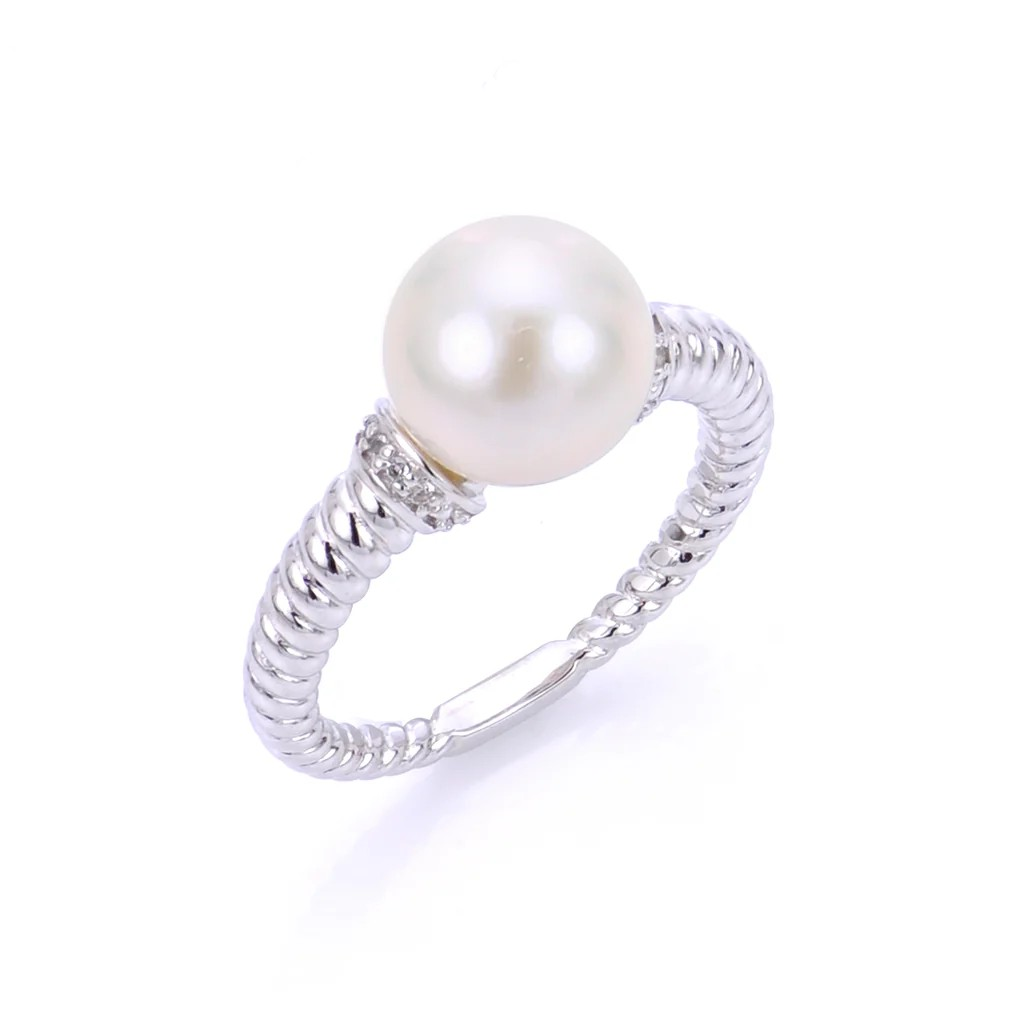Sterling Silver Pearl Contemporary Ring
