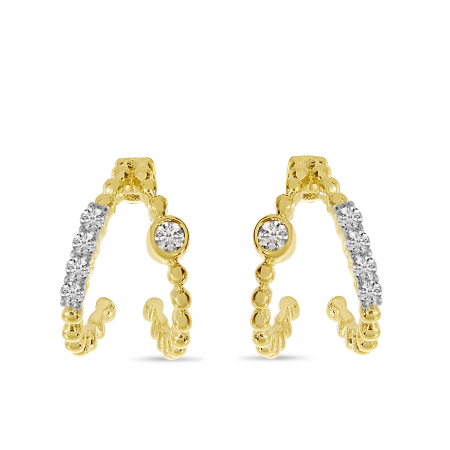14K Yellow Gold Diamond Hoop Earrings
