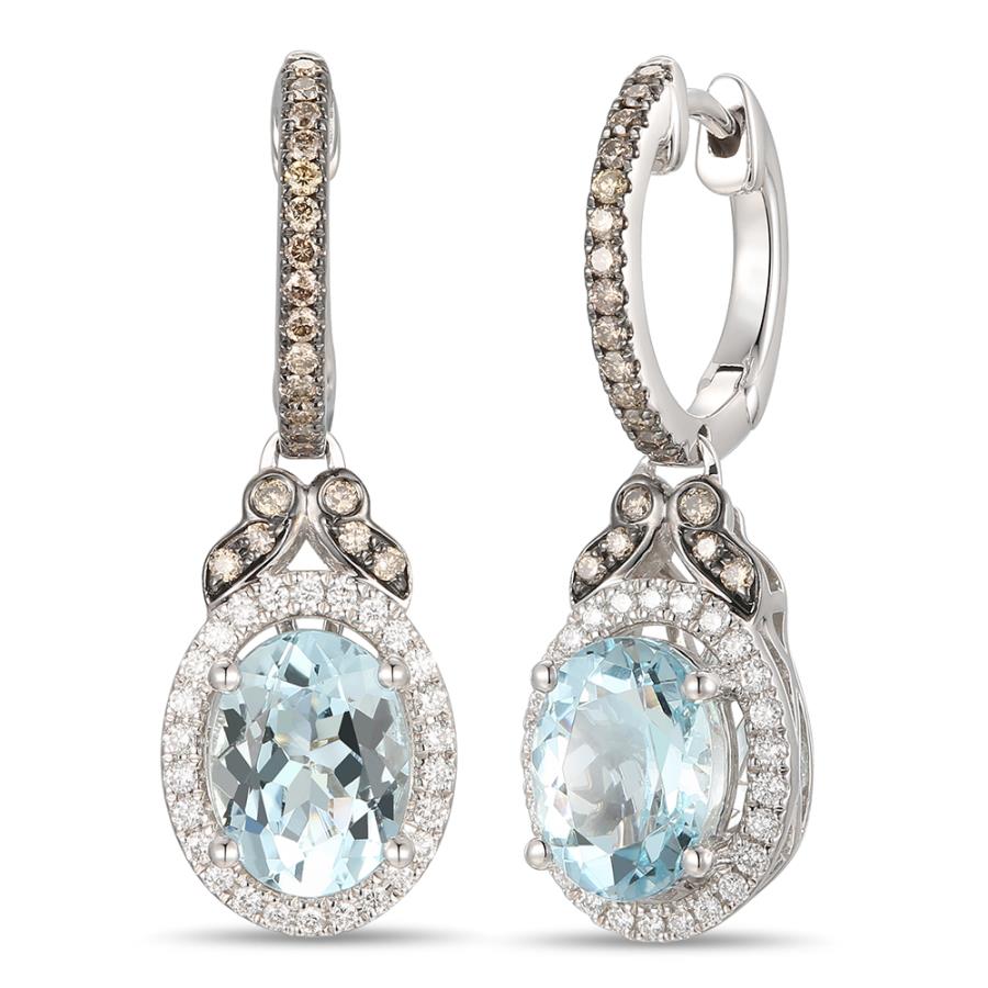 14K White Gold Aquamarine Drop Earrings