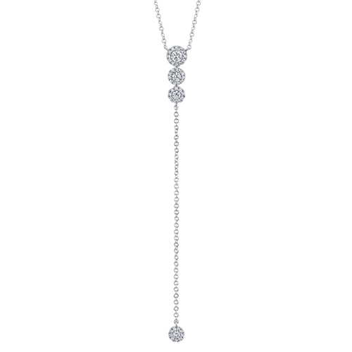 14K White Gold Diamond Lariat Necklace