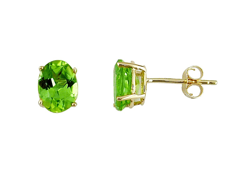 14K Yellow Gold Peridot Stud Earrings