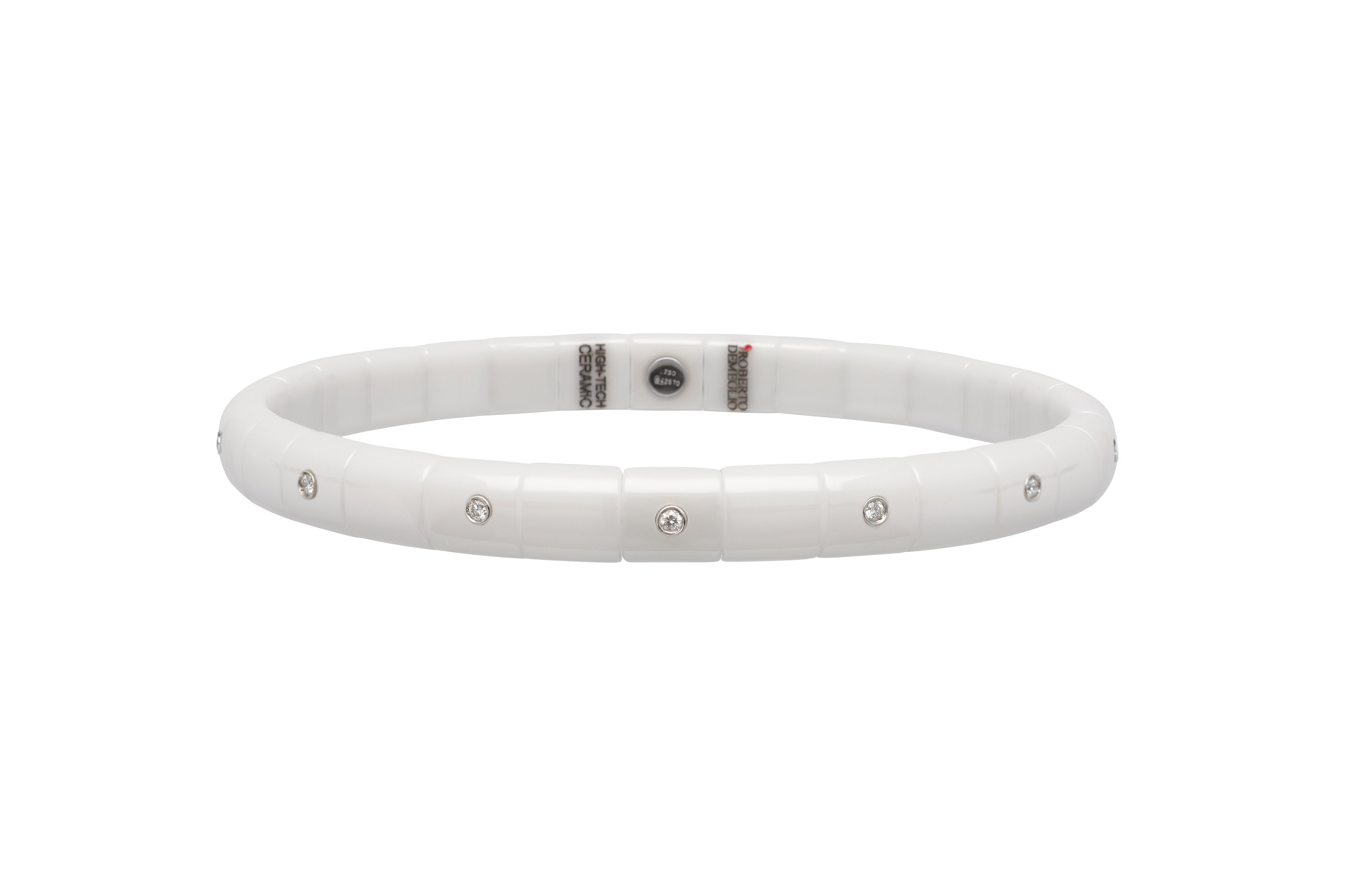 Women's White Ceramic Diamond Stretch Bracelet