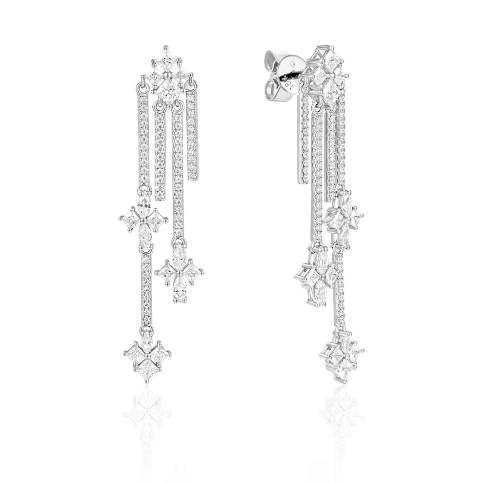 18K White Gold Diamond Drop Earrings