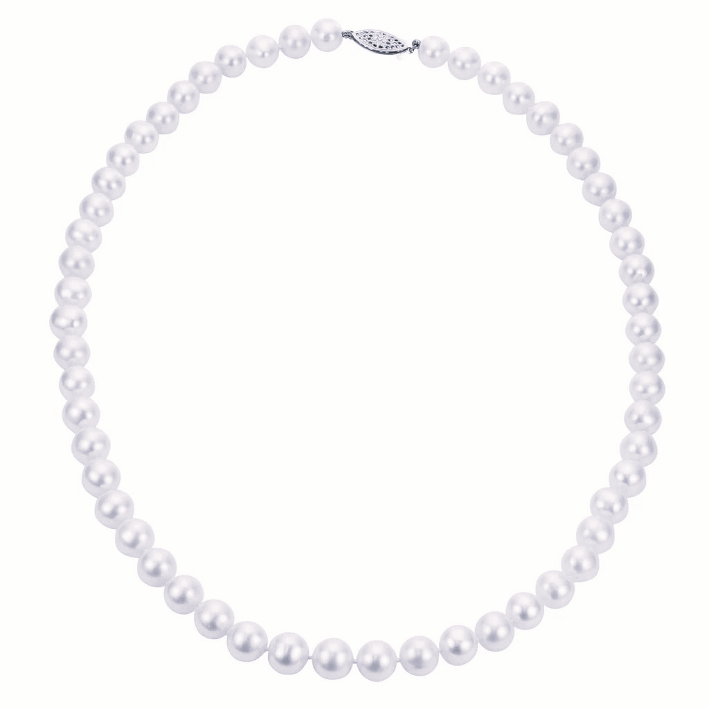 14K White Gold Pearl Necklace