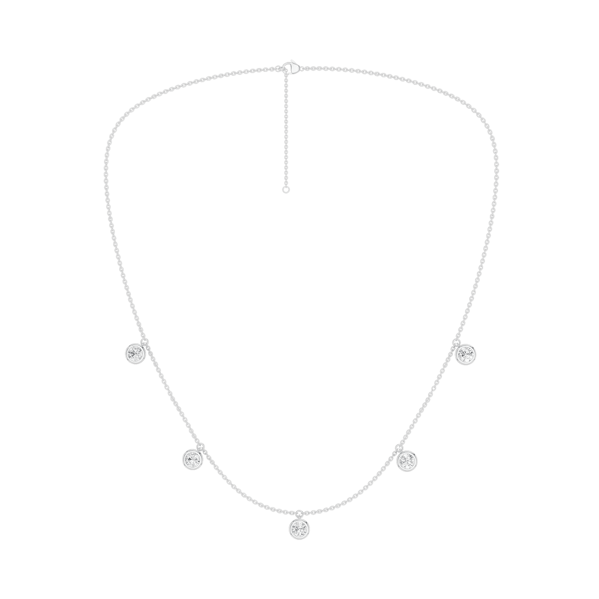 14K White Gold Lab Grown Diamond Station Necklace
