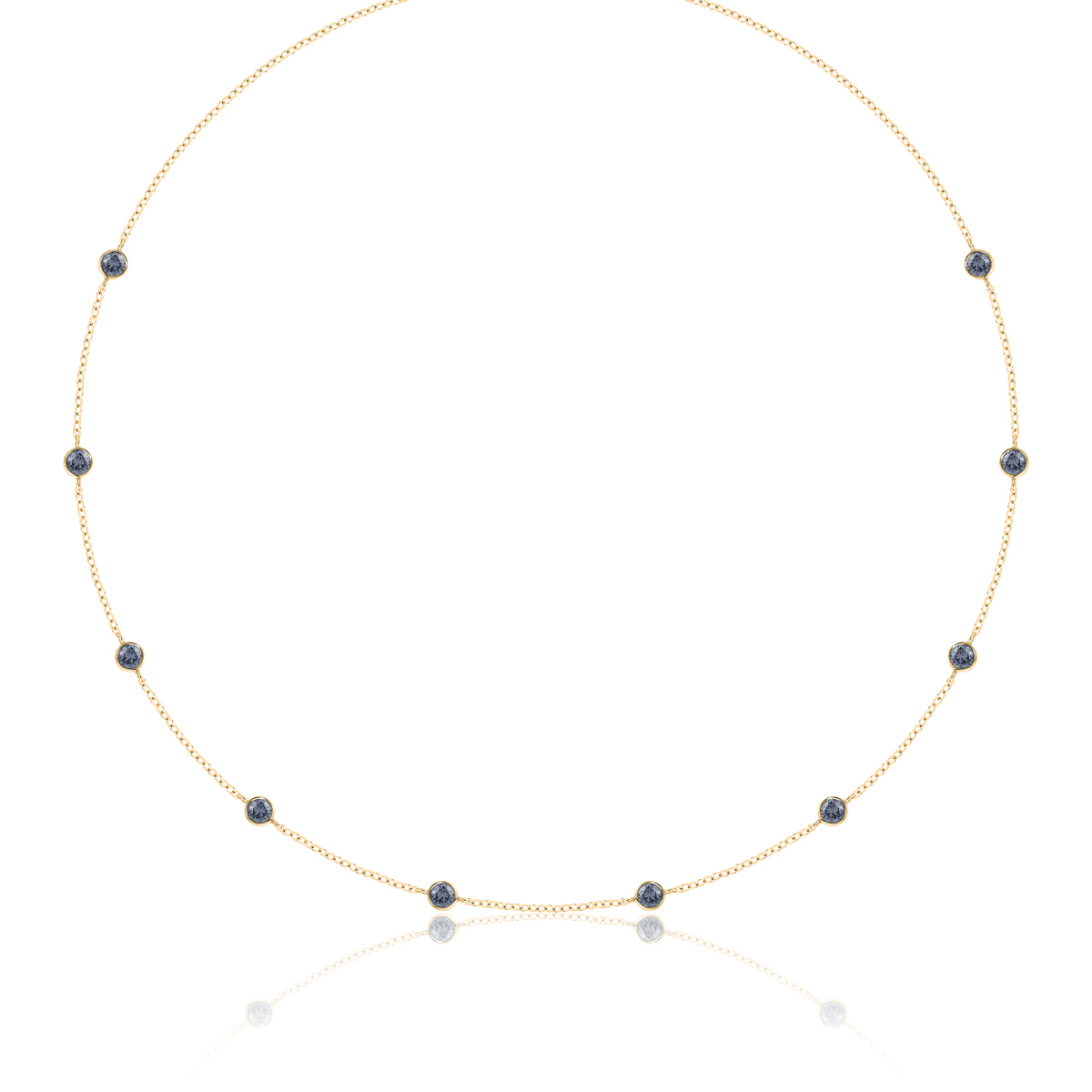 14K Yellow Gold Alexandrite Station Necklace