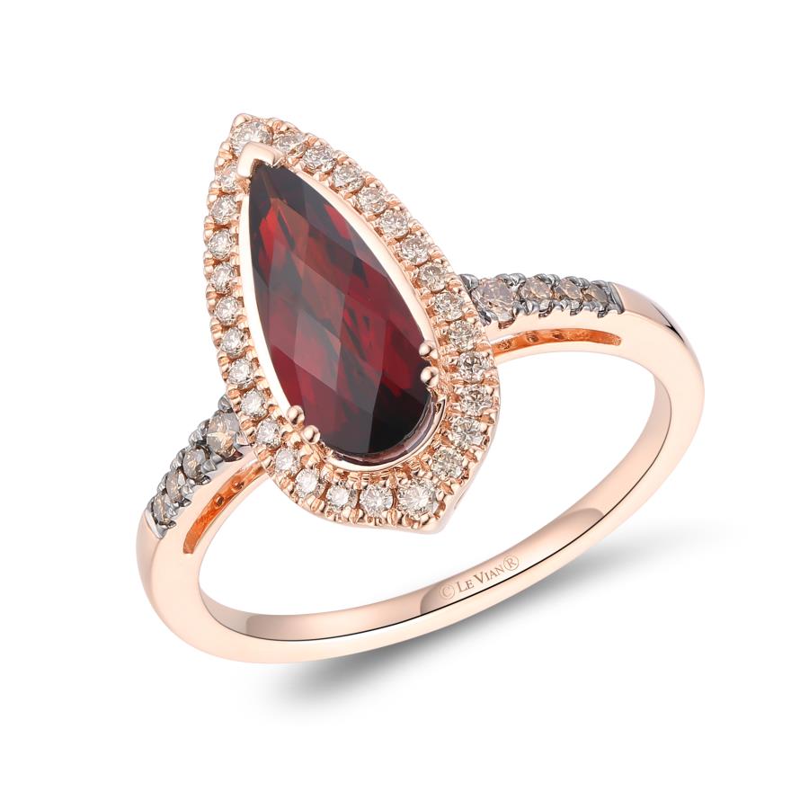 14K Rose Gold Garnet Geometric Ring