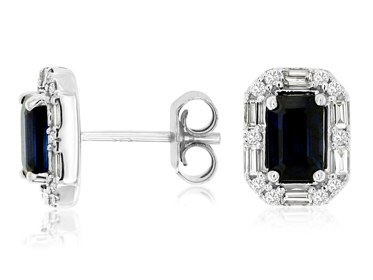 14K White Gold Sapphire Stud Earrings