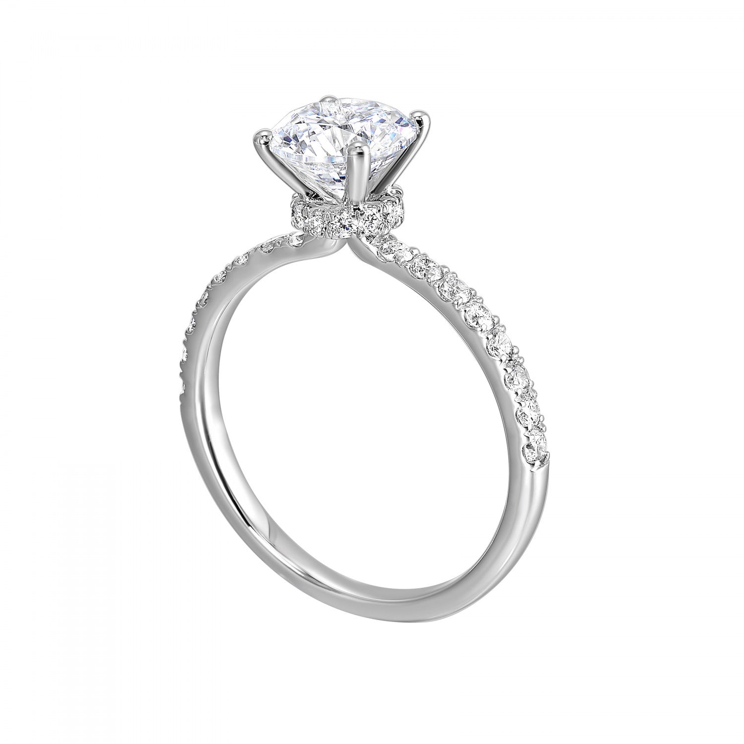 14K White Gold Diamond Hidden Halo Engagement Ring