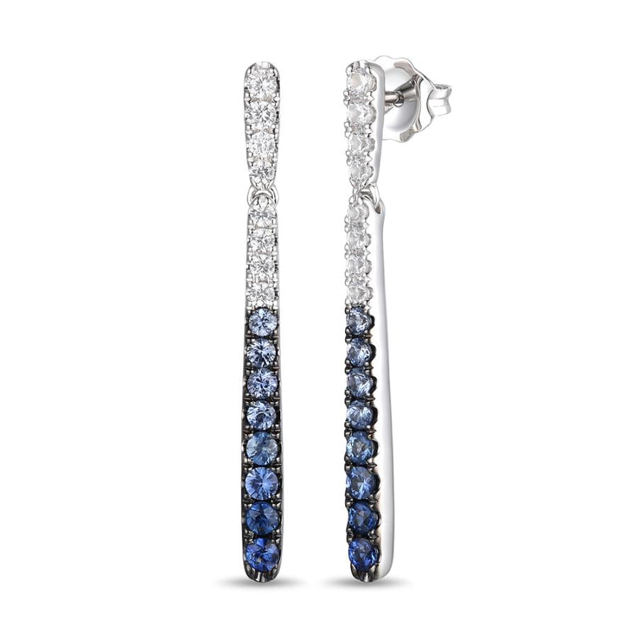 14K White Gold Sapphire Drop Earrings