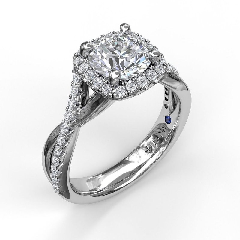 14K White Gold Diamond Halo Engagement Ring