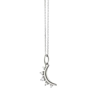 Sterling Silver Diamond Mini Moon Pendant
