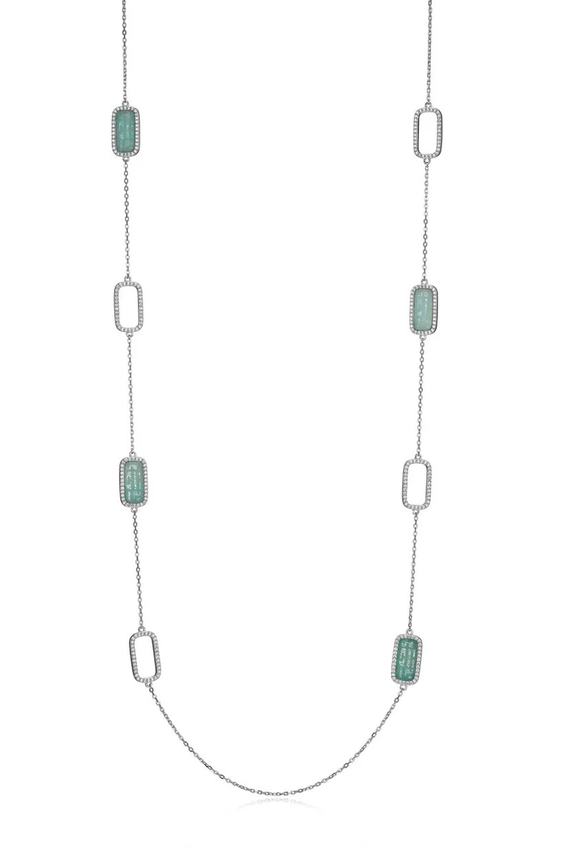 Sterling Silver Amazonite Station Necklace