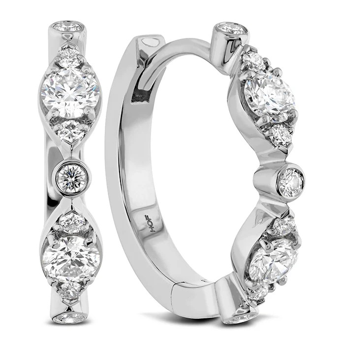 18K White Gold Diamond Hoop Earrings