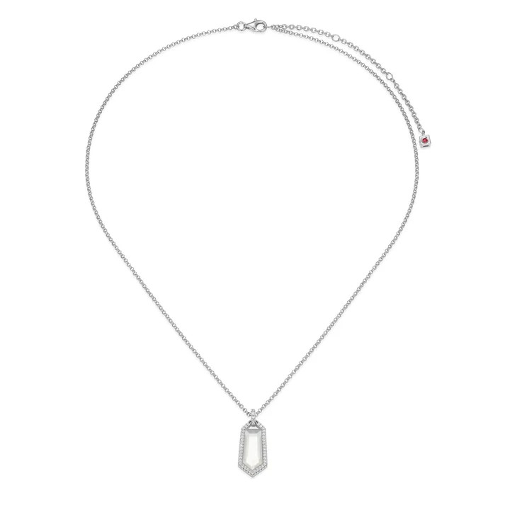 Sterling Silver Rhodium Plated Mother Of Pearl Drop Pendant