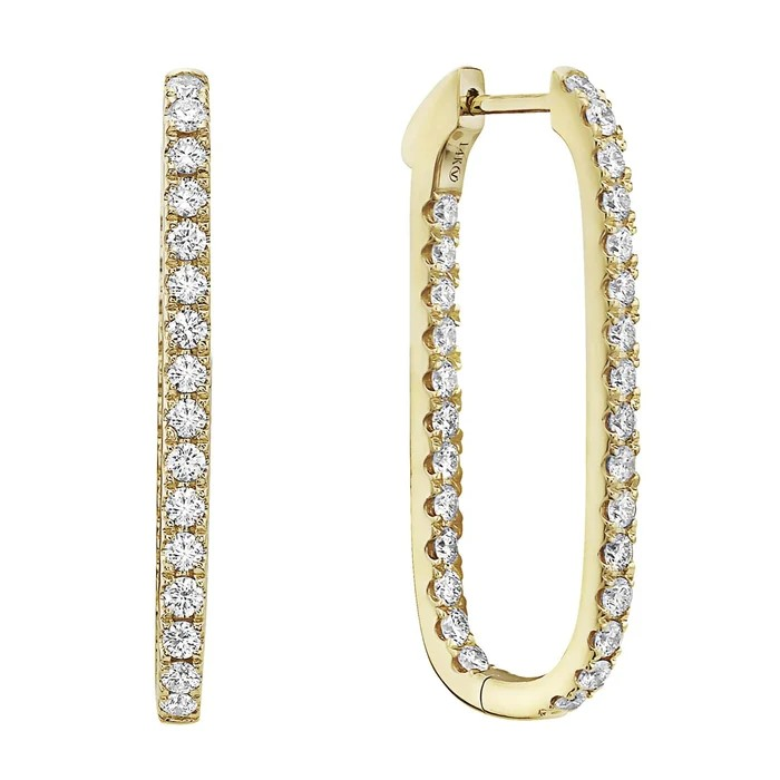 18K Yellow Gold Diamond Hoop Earrings