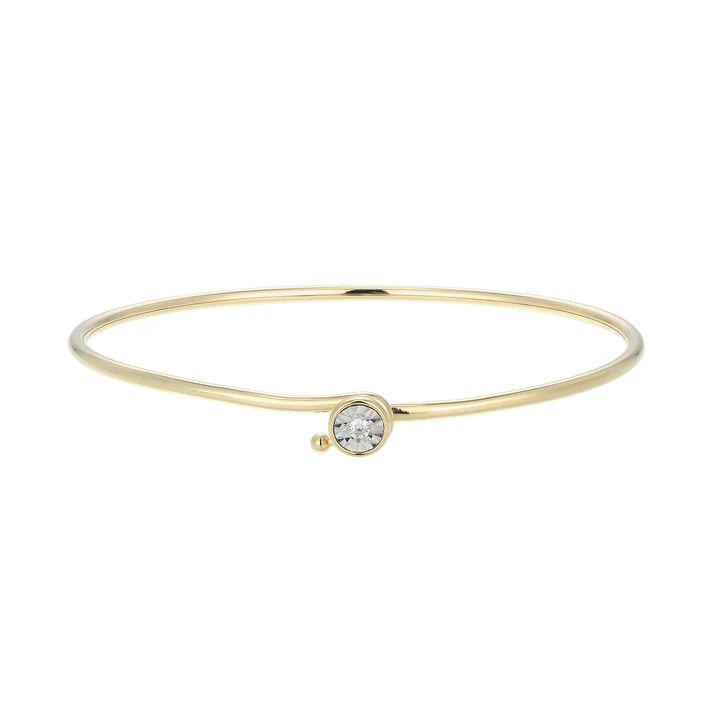 Women's Sterling Silver Yellow Gold Plated Lab Grown Diamond Bangle Bracelet