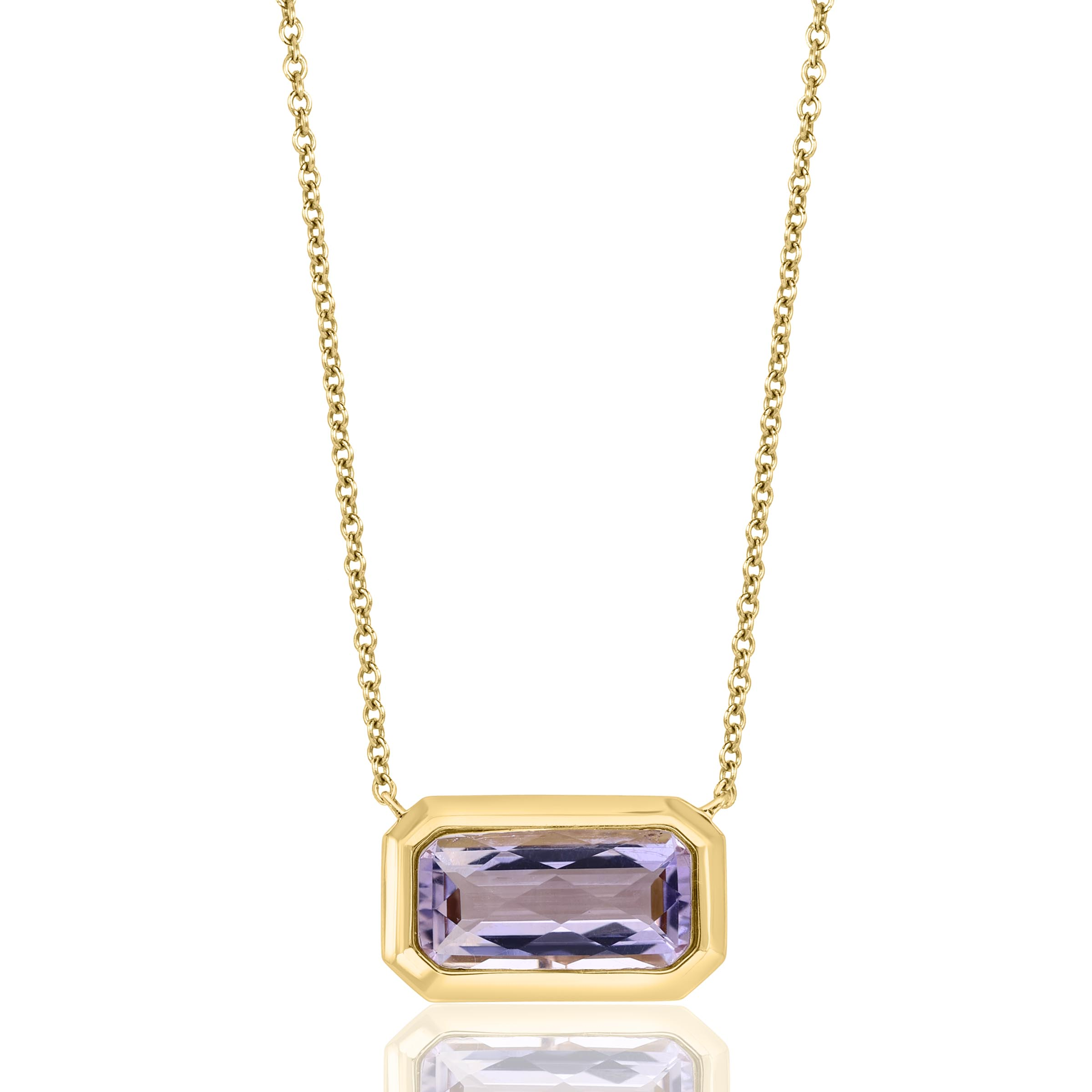 14K Yellow Gold Amethyst Bezel Set Pendant