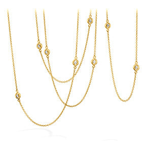 18K Yellow Gold Diamond Station Necklace