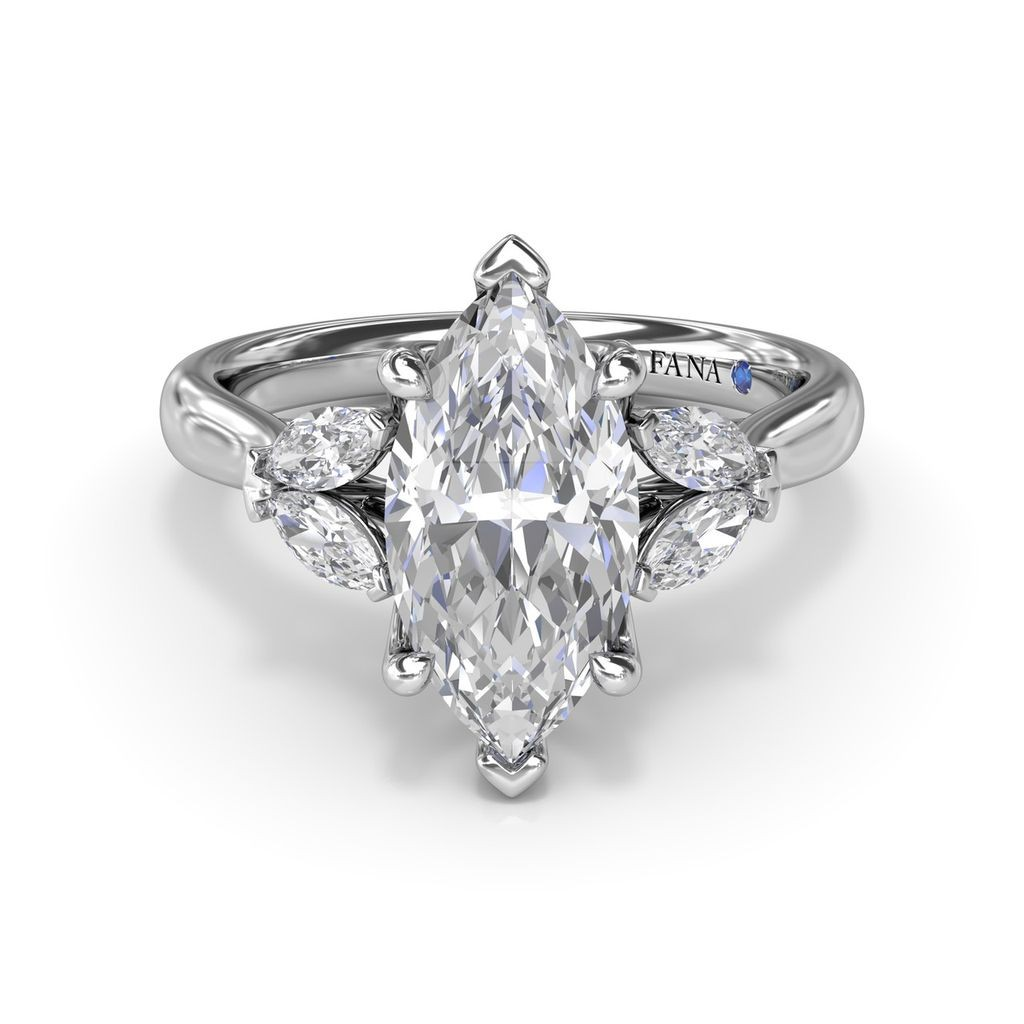 14K White Gold Diamond Accented Engagement Ring