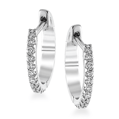 14K White Gold Diamond Hoop Earrings
