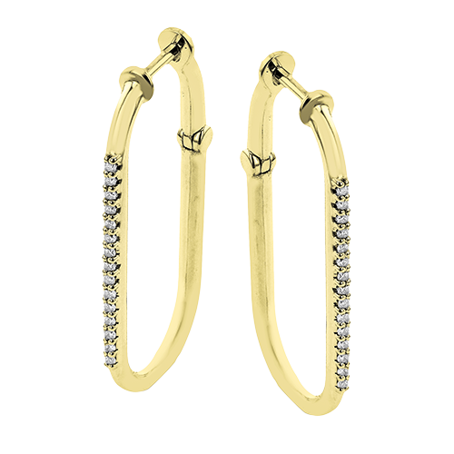 14K Yellow Gold Diamond Hoop Earrings