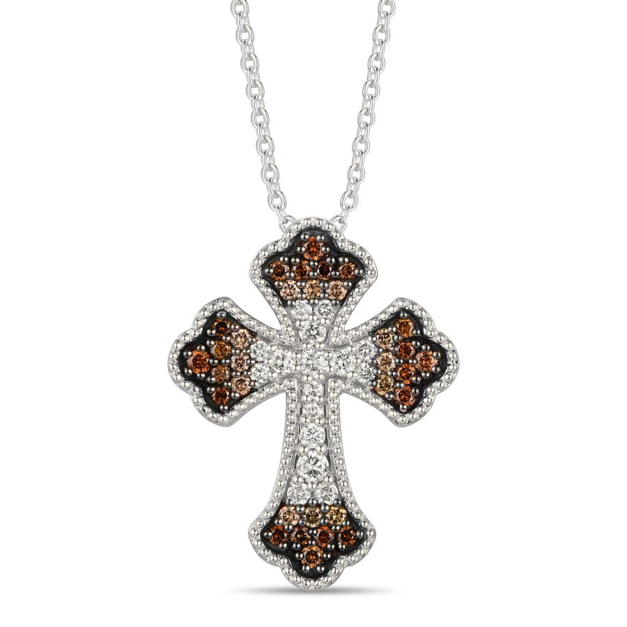 14K White Gold Diamond Cross Pendant