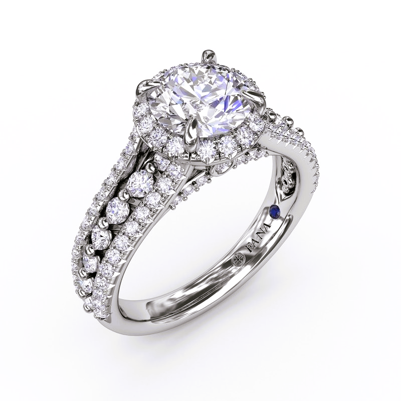 14K White Gold Halo Engagement Ring