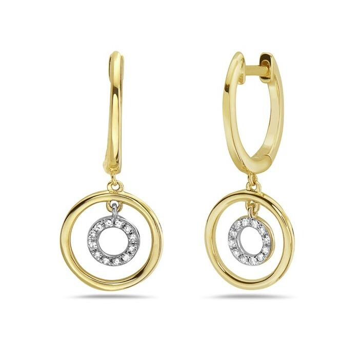 14K Two Tone Diamond Drop Earrings